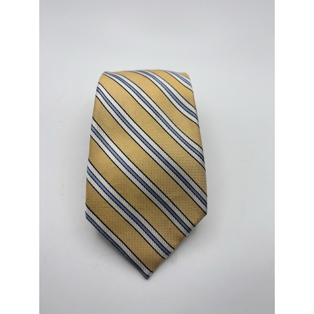 NORDSTROM Mens Silk Tie Necktie Yellow Striped REPP 3"x 52"